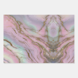 Luxe Glam Iridescent Marble Wirbel Gift Wrap Set Geschenkpapier Set
