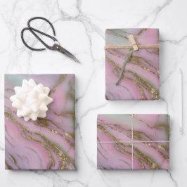 Luxe Glam Iridescent Marble Wirbel Gift Wrap Set Geschenkpapier Set