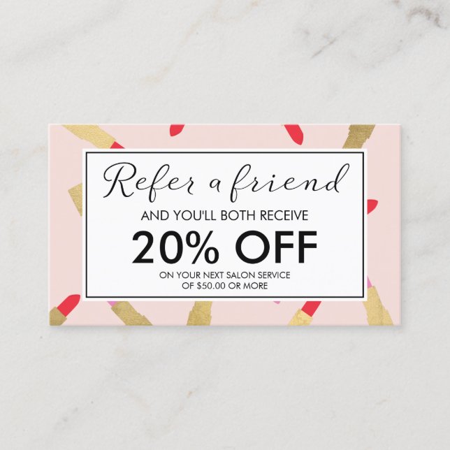 Luxe Glam Lipstick Motif sur carte de référence ro (Devant)