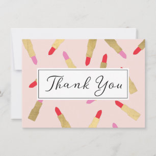 Luxe Glam Lipstick Motif sur Carte de remerciement
