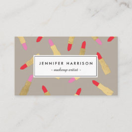 Luxe Glam Lipstick Muster auf Taupe Visitenkarte