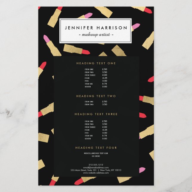Luxe Glam Lipstick-Muster für Black Makeup Artist Flyer (Vorne)