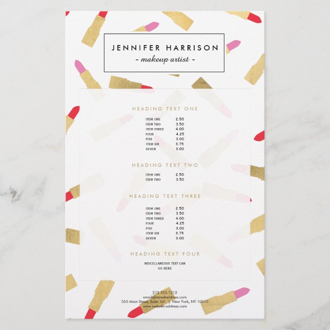 Luxe Glam Lipstick Muster Makeup Artist Flyer (Vorne)