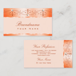 Luxe Glam Peach Verziert Sparkling Juwelen Ornamen Visitenkarte