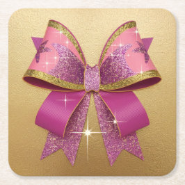 Luxe Glam Pink Lila Gold Bow Untersetzer Set