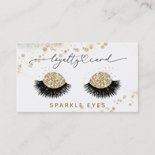 *~* Luxe Glam QR LOGO Gold Eyes Loyalty Visitenkarte (Vorderseite)