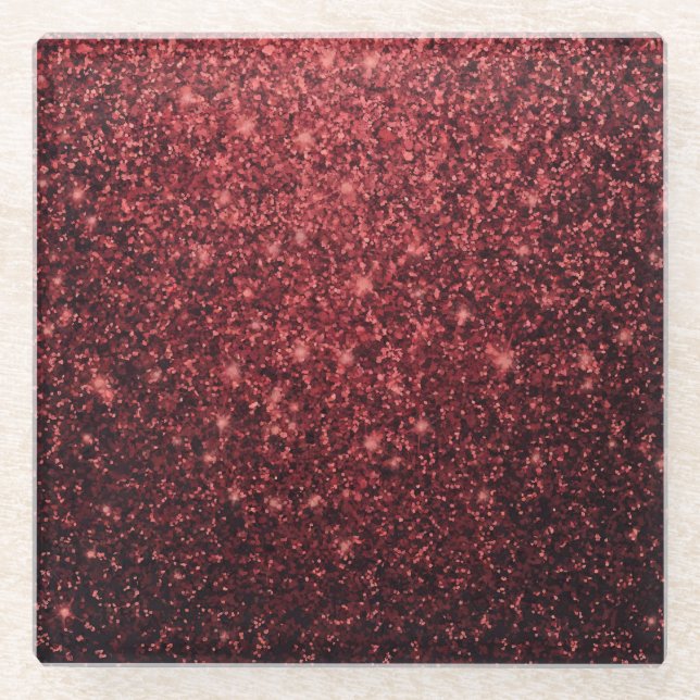 Luxe Glam Red Glitzer Untersetzer (Vorderseite)