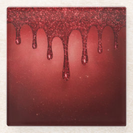 Luxe Glam Red Imitats Glitzer Driving Glass Unters Glasuntersetzer