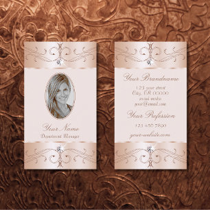 Luxe Glam Rose Gold Verzierte Ornamente Foto Chic  Visitenkarte
