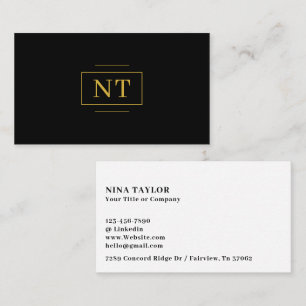 Luxe Gold 2 Initialen Monogramm Minimalistisch Sch Visitenkarte