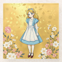 Luxe Gold Alice im Wunderland Glass Untersetzer