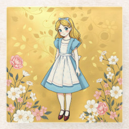 Luxe Gold Alice im Wunderland Glass Untersetzer