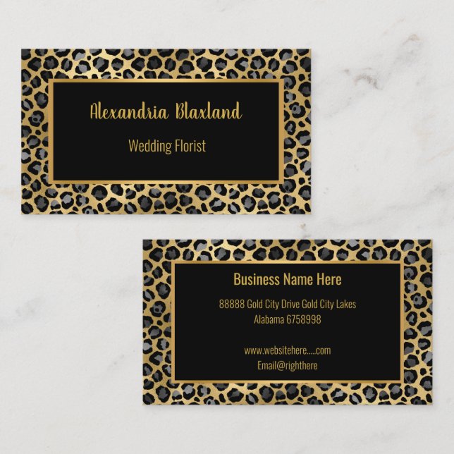 LUXE GOLD BLACK TIERDRUCKKARTE VISITENKARTE (Vorne/Hinten)