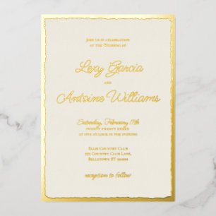 Luxe Gold Bold Edge Ecru Einladung zur Hochzeit
