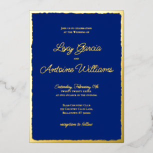 Luxe Gold Bold Royal Blue Wedding Einladung