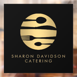 Luxe Gold Catering Logo Restaurant, Essen Schwarz Fensteraufkleber