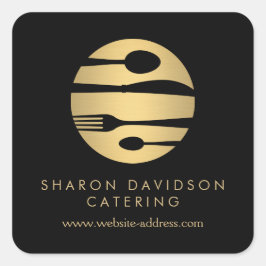 Luxe Gold Catering Logo Restaurant, Food Black Quadratischer Aufkleber