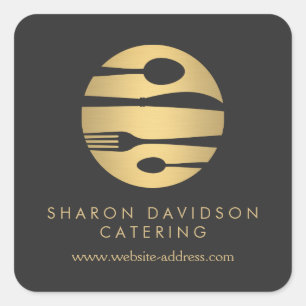 Luxe Gold Catering Logo Restaurant, Koch, Lebensmi Quadratischer Aufkleber