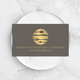 Luxe Gold Catering Logo Restaurant, Koch Taupe Visitenkarte