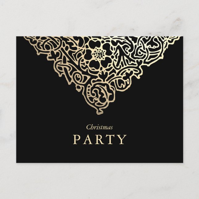 Luxe Gold Foil Black Christmas Party Invitations (Devant)