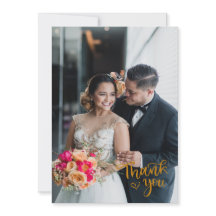 Luxe Gold Foil Wedding Dankeschön Card mit Foto