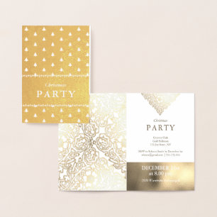 Luxe Gold Foil White Christmas Party Invitations