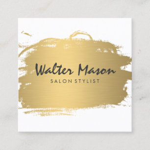 Luxe Gold gebürsteter moderner Text Quadratische Visitenkarte