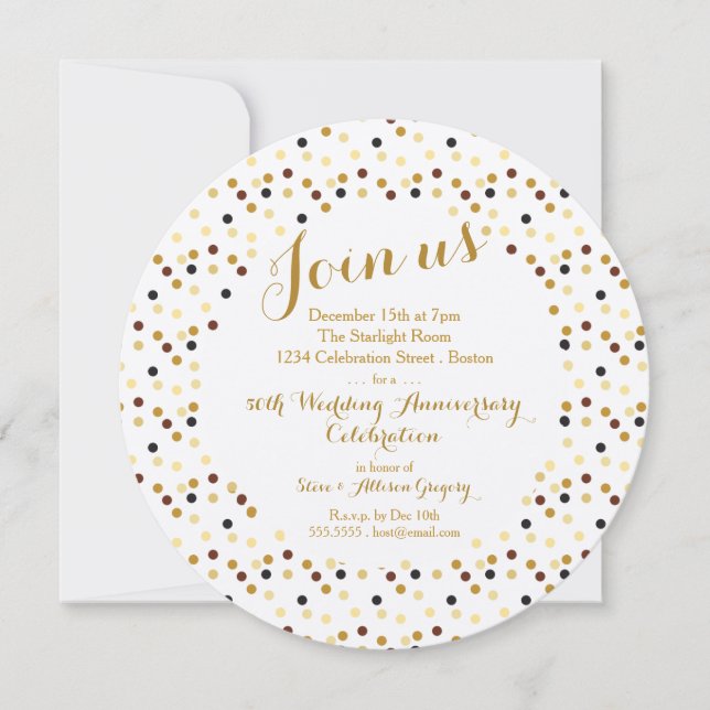 Luxe Gold Glam 50th Anniversary Party Einladung (Vorderseite)