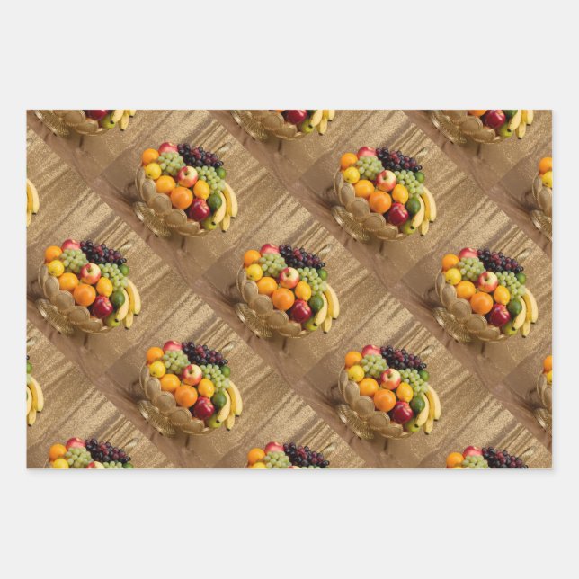 Luxe Gold Glitzer Fresh Fruchtkörbe Geschenk Welpe Geschenkpapier Set (Vorderseite 3)