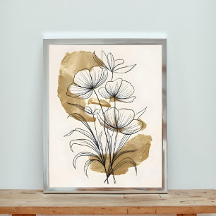 Luxe Gold Leaf Abstrakte Blume Fotodruck