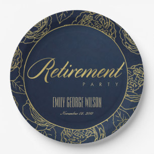 LUXE GOLD NAVY ELEGANT ROSE FLORALRETIRING PAPPTELLER