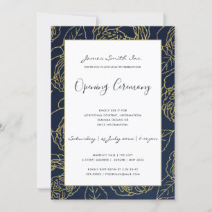 LUXE GOLD NAVY ROSE BLUMEN ERÖFFNUNGSZEREMONIE EINLADUNG