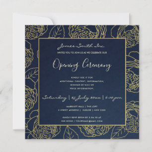 LUXE GOLD NAVY ROSE FLORAL ERÖFFNUNGSZEREMONIE EINLADUNG