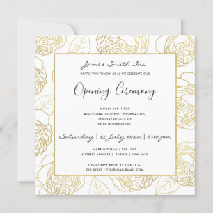 LUXE GOLD NAVY ROSE FLORAL GRAND ÖFFNUNGSZEREMONIE EINLADUNG