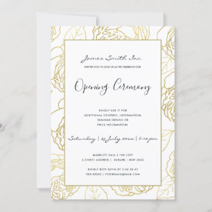 LUXE GOLD NAVY ROSE FLORAL GRAND ÖFFNUNGSZEREMONIE EINLADUNG