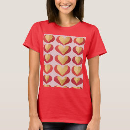 Luxe Gold Red Hearts Red T - Shirt
