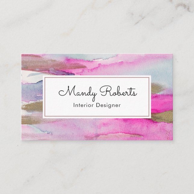 Luxe Gold Rose et Blue Paint carte de visite (Devant)