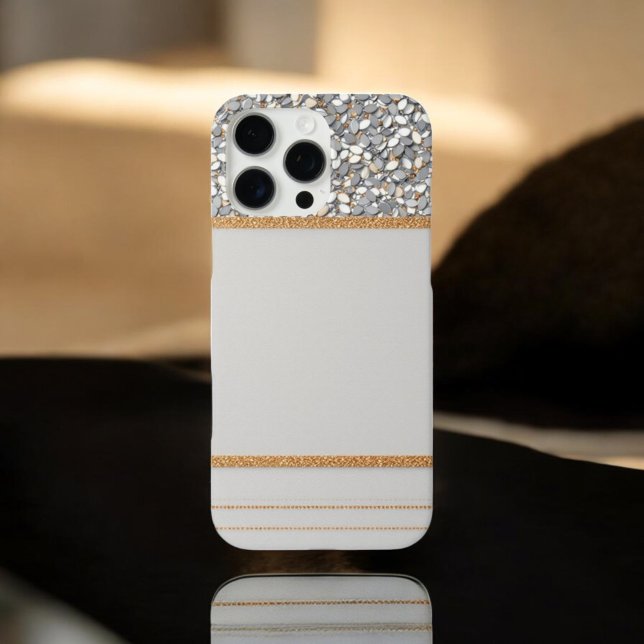 Luxe Gold & White Glitzer Shield iPhone 16 Pro Max Hülle (Von Creator hochgeladen)