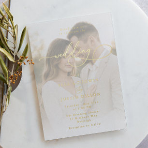 Luxe-Goldfolie Schrift & Porträt Hochzeit Folieneinladung