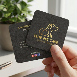 Luxe-Goldfolien-Hundeführer & Haustiersitter  Quadratische Visitenkarte