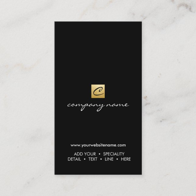 Luxe Goldkalligraphie-Minimalistische schwarze Visitenkarte (Vorderseite)
