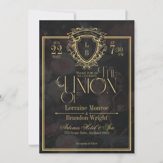 Luxe Gothic Romance Wedding Invitation Einladung (Vorderseite)