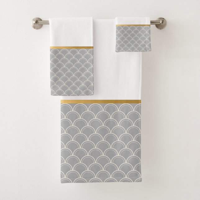LUXE GRAY MERMAID SCALE 2 BADEZIMMER TOWEL SET (Insitu)