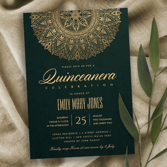 LUXE GREEN GOLD CLASSIC VERZIERT MANDALA QUINCEANE EINLADUNG (Von Creator hochgeladen)