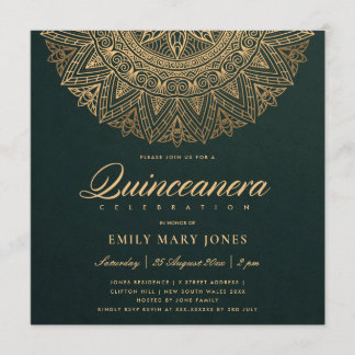 LUXE GREEN GOLD CLASSIC VERZIERT MANDALA QUINCEANE EINLADUNG
