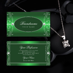 Luxe Green Gradient Verziert Sparkle Jewels Orname Visitenkarte