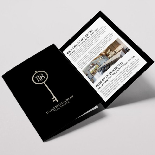 Luxe Gris Squelette Key Immobilier Brochure (Créateur téléchargé)