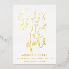 Luxe Handgeschriebenes Script-Foto Save the Date Folieneinladung
