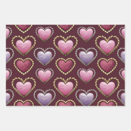 Luxe Hearts Wrapping Paper Set Geschenkpapier Set
