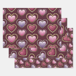 Luxe Hearts Wrapping Paper Set Geschenkpapier Set